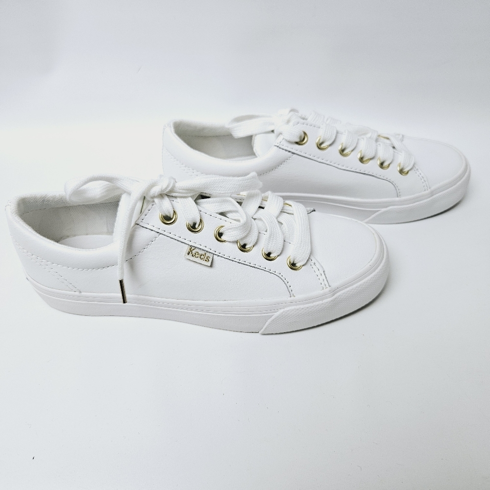 New Keds Jump Kick Leather WH63681 Sneakers, Women's Size 5 White / Gold